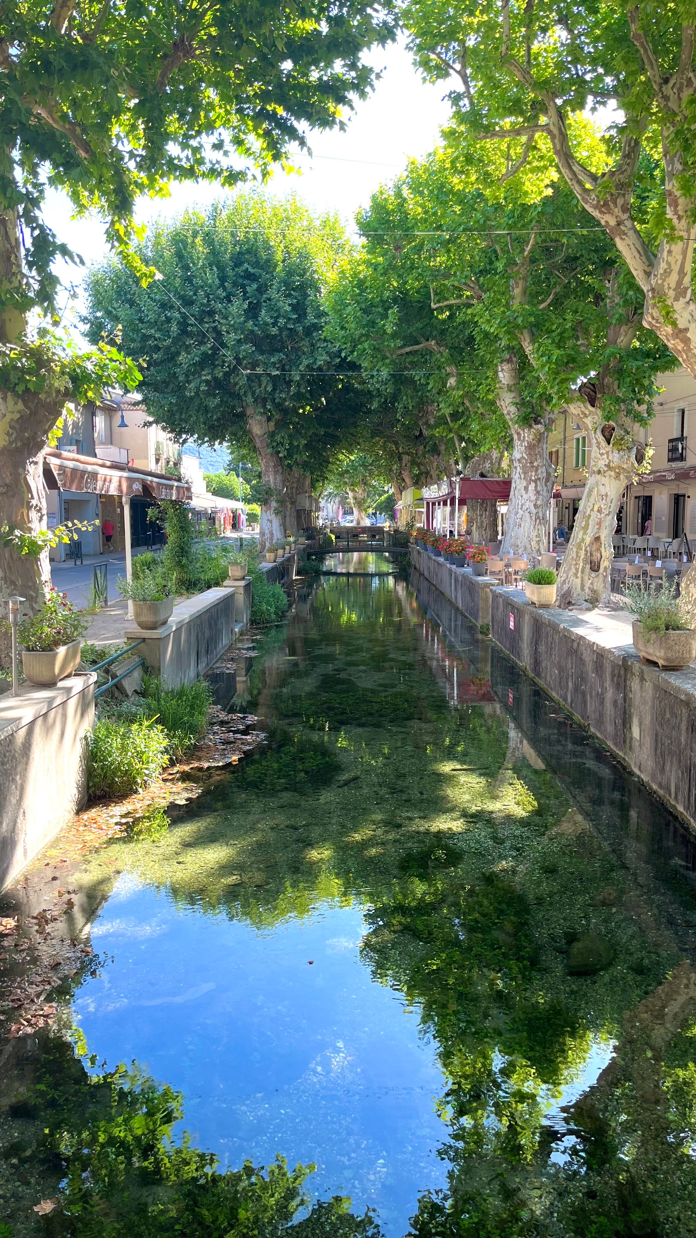 Un canal entouré d'arbres à Goudargues