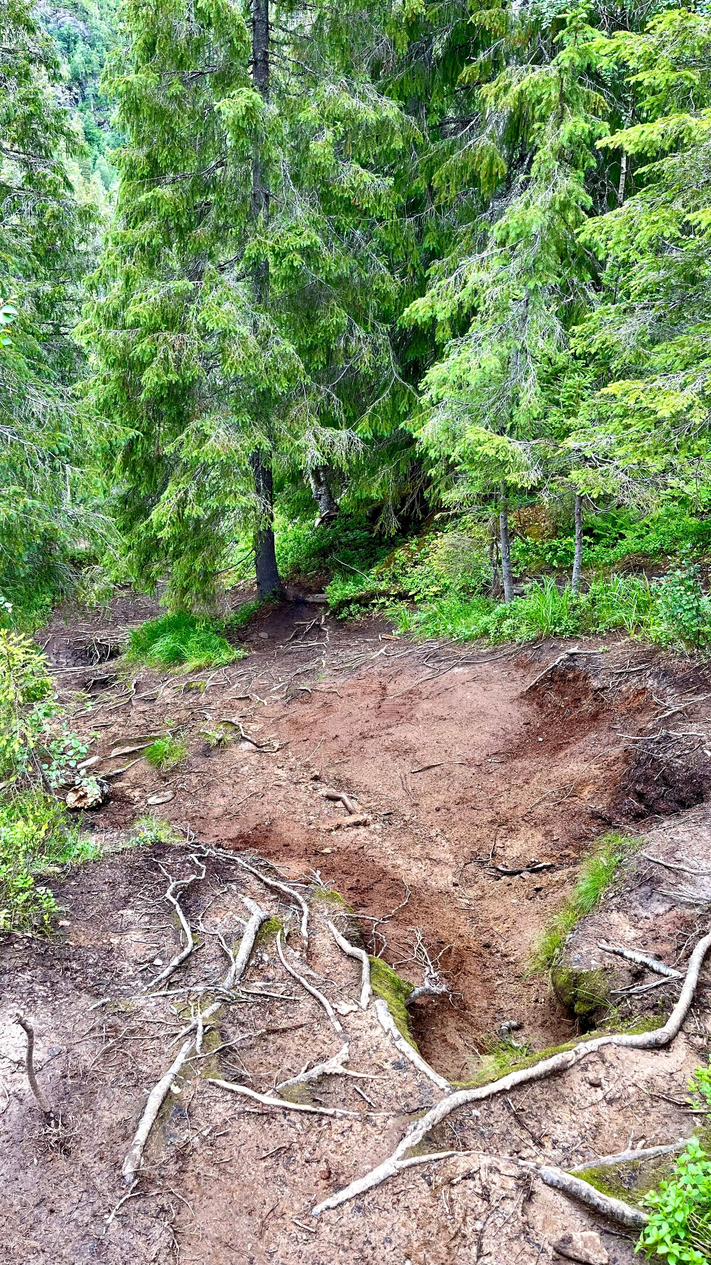 La partie raide et glissante du chemin de randonnée de Marmorslottet en Norvège